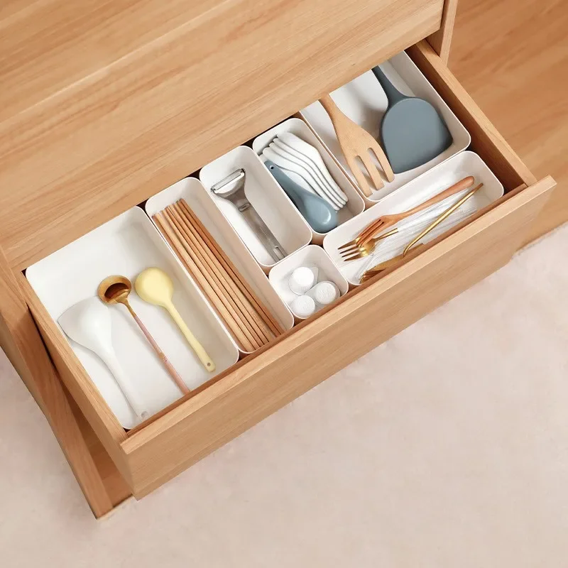 4 قطعة مجموعة منظمو الأدراج من البلاستيك الشفاف فواصل المكتب صناديق غرفة النوم مضمد صندوق تخزين المكتب لأدوات المجوهرات والمكياج #6