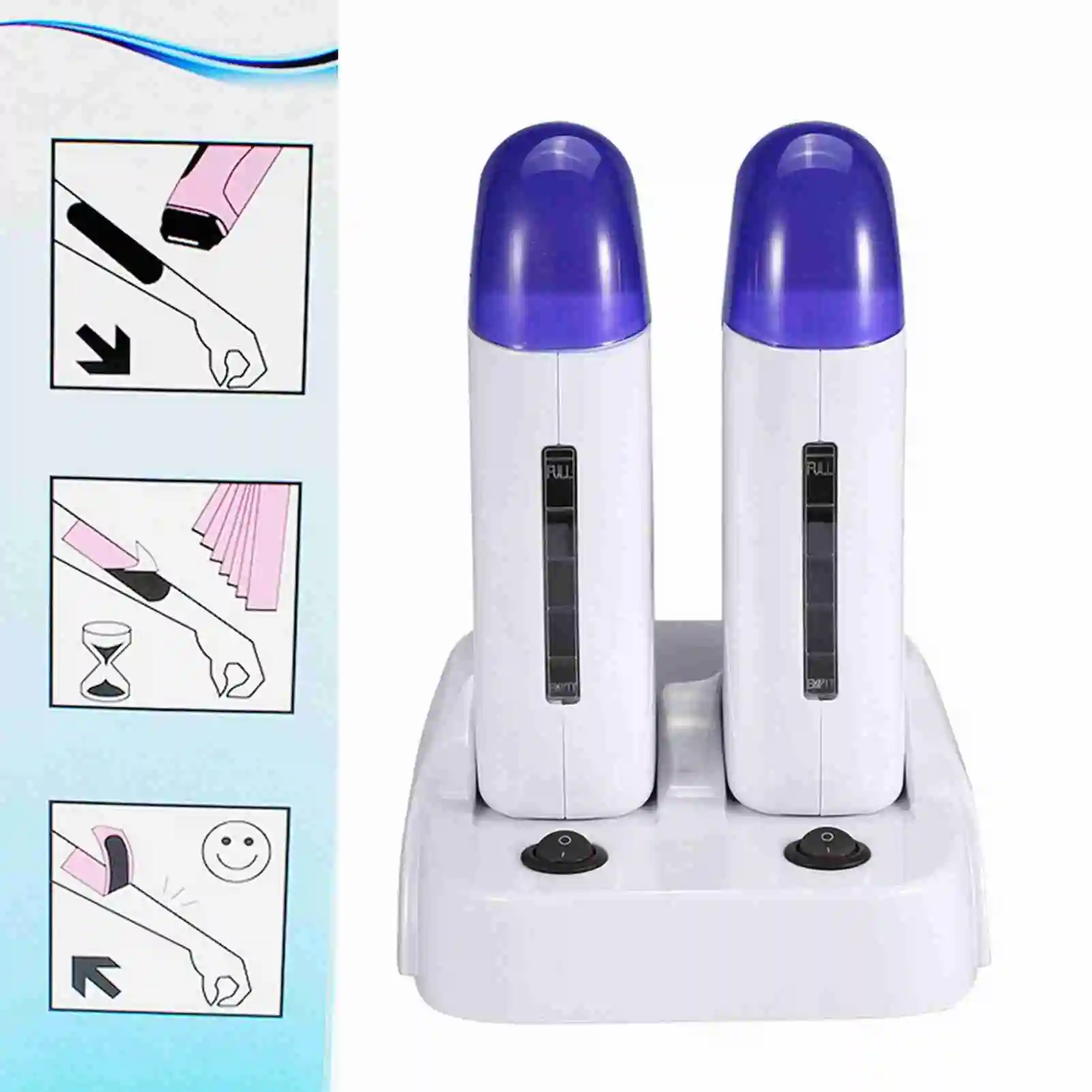 ZK20 3 Types Cartridge Wax Depilatory Roller Warmer Heater Waxing Body Hair Removal Machine 08