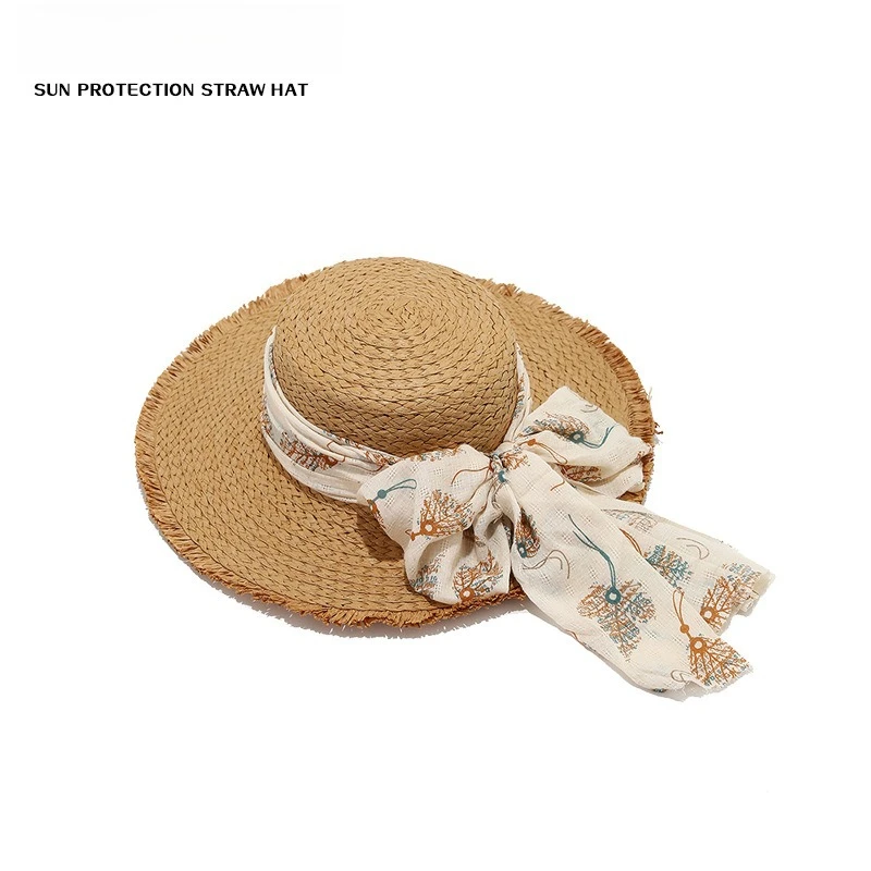 Elegant French Wide Brim Sun Hat, Summer Travel Bucket Hat with Decorative Ribbon, Perfect for Daily Casual Wear