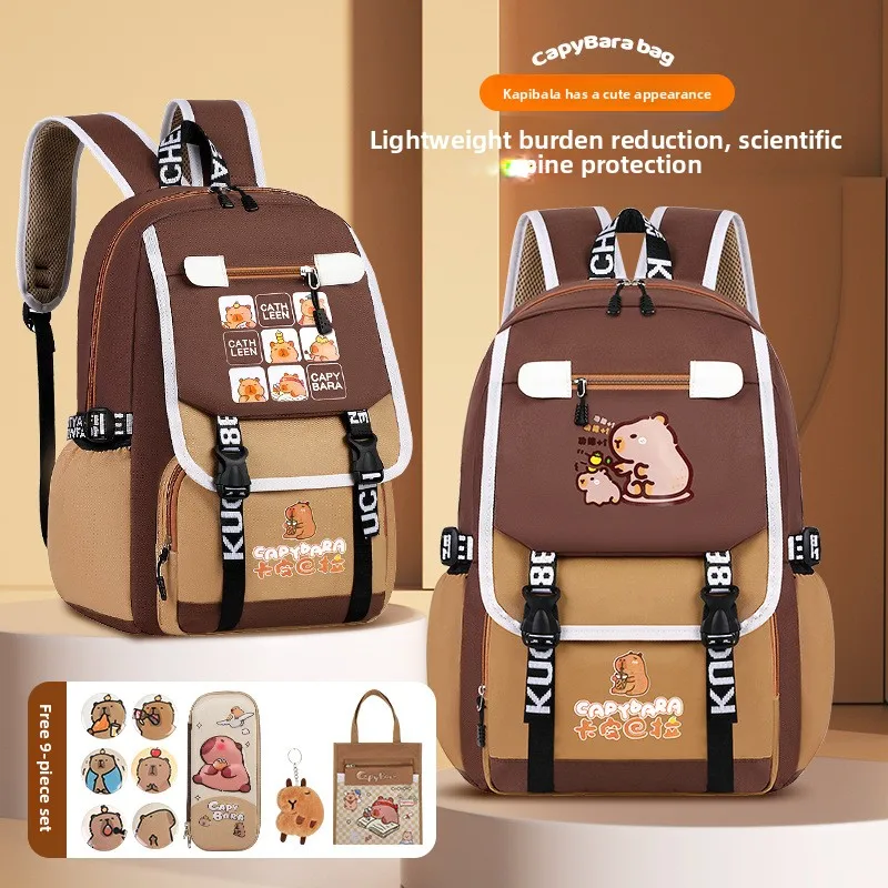 

Stylish Capybara Backpack with Large Capacity for Students Breathable Water Proof Wear-resistant Load Reducing Spine Protectio