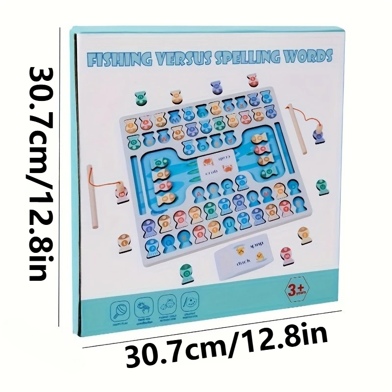 幼児向け木製磁気釣りゲーム 細かい運動能力を養うモンテッソーリ玩具 ABC アルファベット単語 色認知 分類パズル