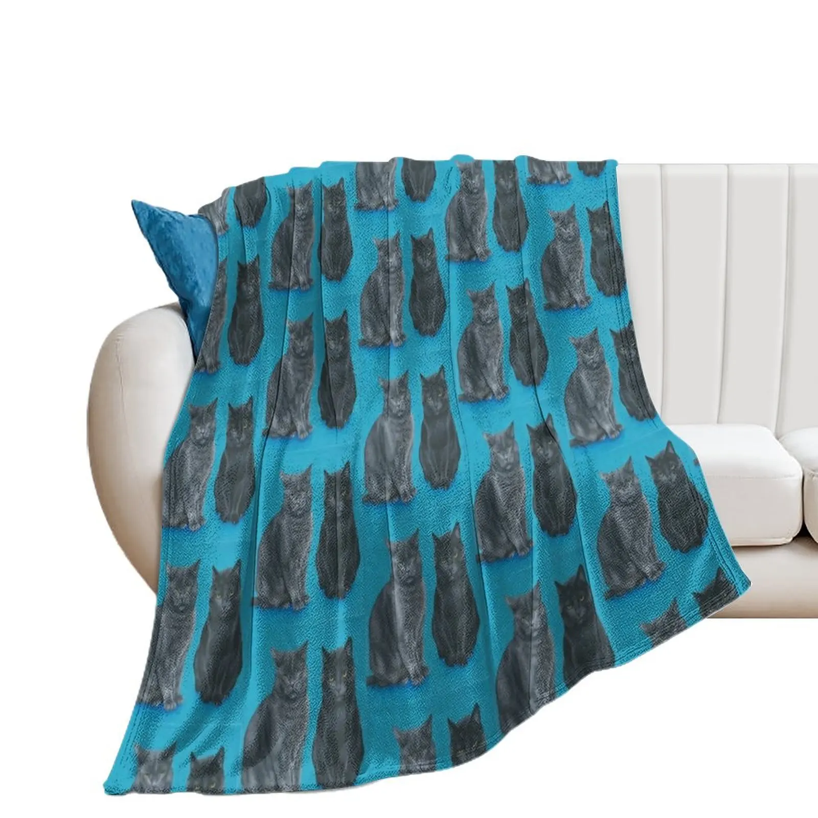 

Two Sassy Cats Hand-Painted Portrait Throw Blanket Blankets Sofas Of Decoration halloween wednesday Bed covers Blankets