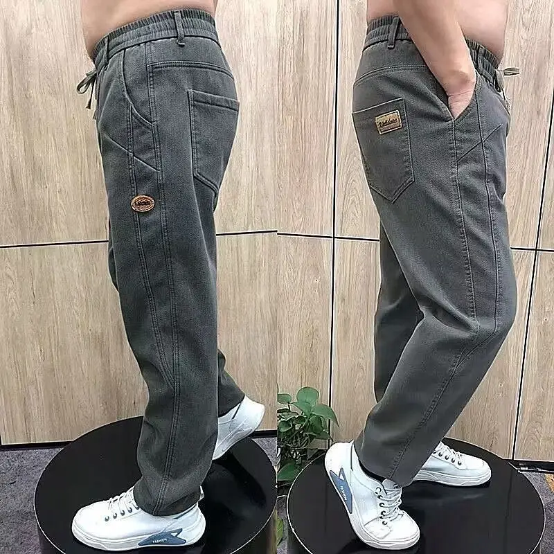 الخريف السراويل الرجال الجينز الرجال السراويل فضفاضة تنوعا الخريف الشتاء عالية الخصر منتصف العمر تمتد سراويلي حريمي