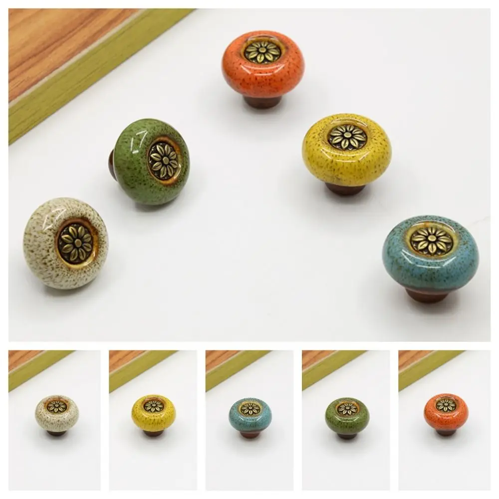 Simplicity Single Hole Cabinet Knob European Style Glazed color Door Pull Handles Zinc alloy Vintage Drawer Knobs Shoe Cabinet