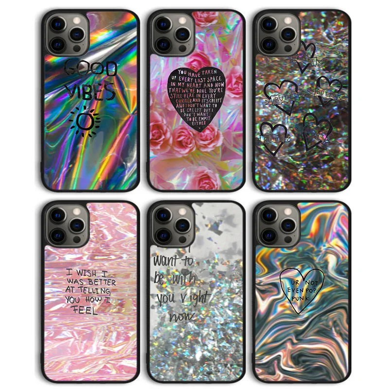 holographic hologram Phone Case Cover For iPhone 16 15 SE2020 6 7 8 plus 11 12 mini 13 14 pro max  coque