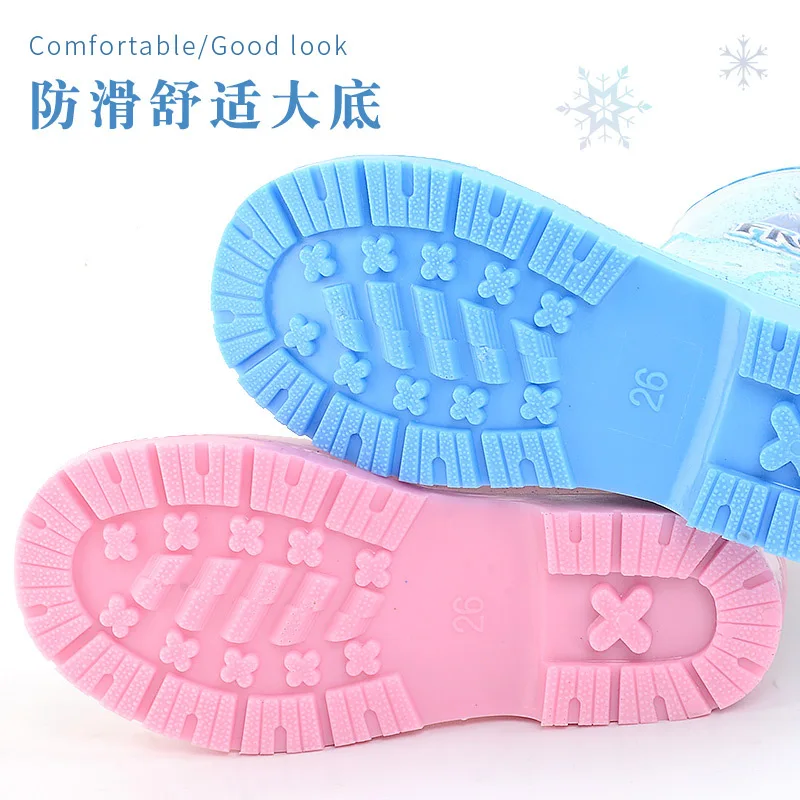 Kawaii Frozen Elsa Kids Rain Boots Waterproof Non-slip Rubber Shoes Water Shoes Children Rain Shoes rain gear Boy Girl Gift