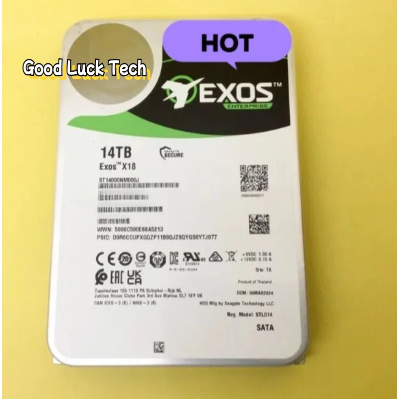 

14T For Sea-gate Exos X18 ST14000NM000J 7200RPM SATA 6Gb/s 3.5 inches HDD 14T