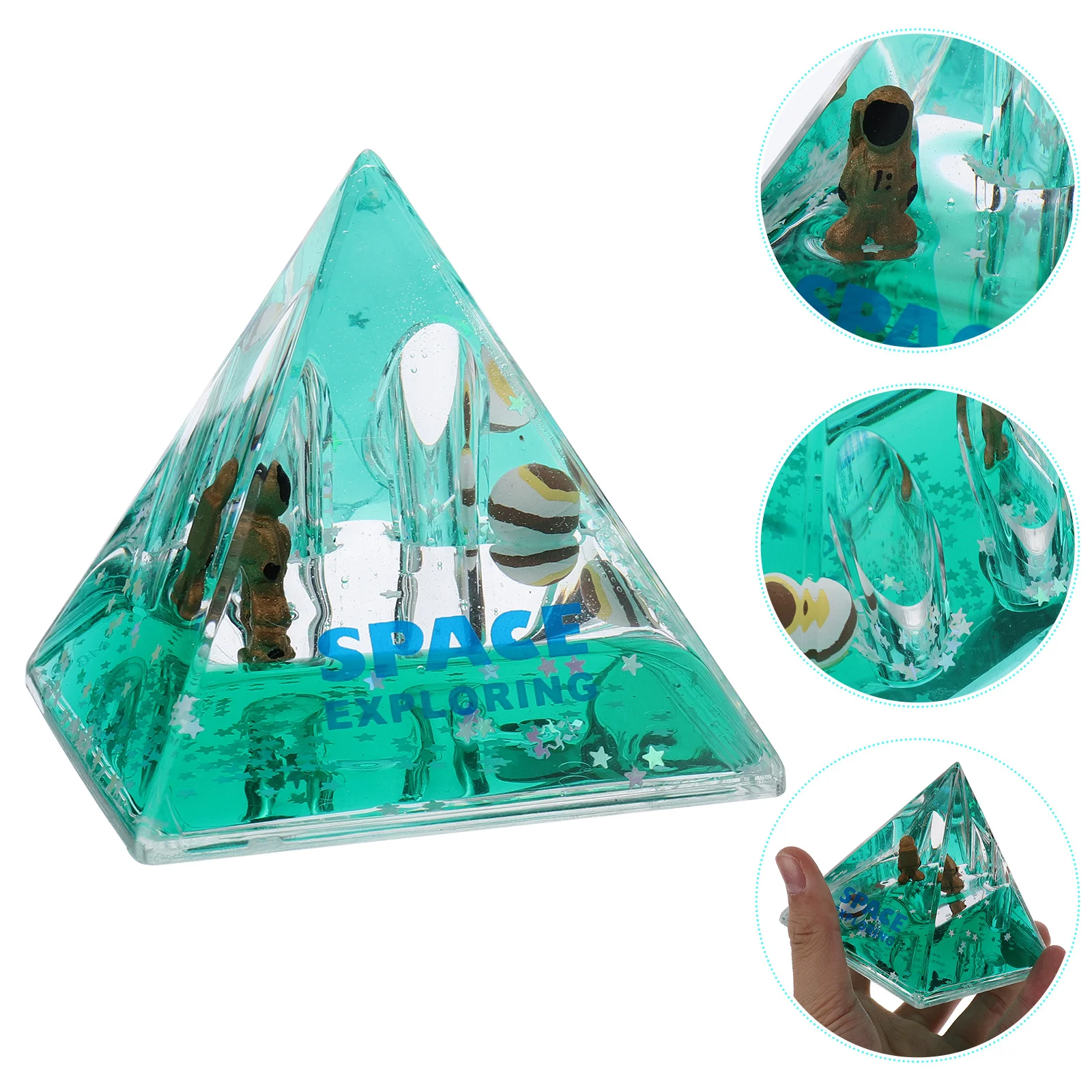 

1 pc Space Astronaut Triangular Pyramid Acrylic Desk Ornament Creative Pen Holder Unique Pencil Container Graduation Gift Office