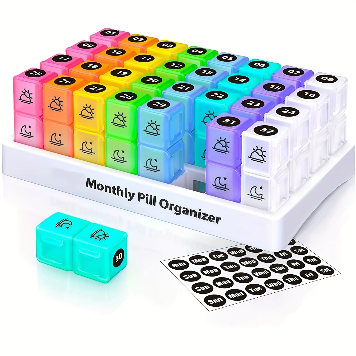 

Monthly Pill Organizer 2 Times a Day, 31Day Pill Box AM PM, One Month Pill Box Organizer AM PM to Hold Vitamins, Supplements