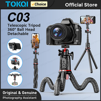 TOKQI C03 Flexible Tripod Extension Pole Selfie Stick with Wireless Bluetooth Remote Phone Holder for Mobile Phone Sport Camera