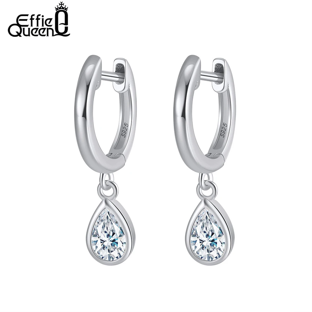 

Effie Queen 925 Sterling Silver Dangle Earrings With AAAA Sparkling Oval Cubic Zirconia Decoration Ear Accessory Fine Gift APE50