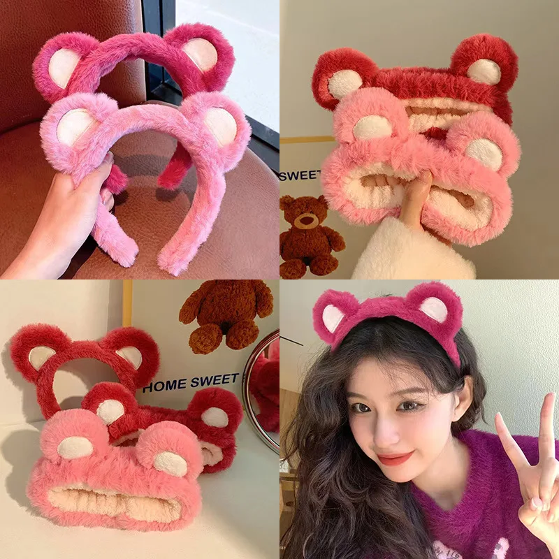 New Fashion Plush Headband Cute Pink Bear Korean Version Face Wash CaomeiBear Women's Hairband Hair Accessories