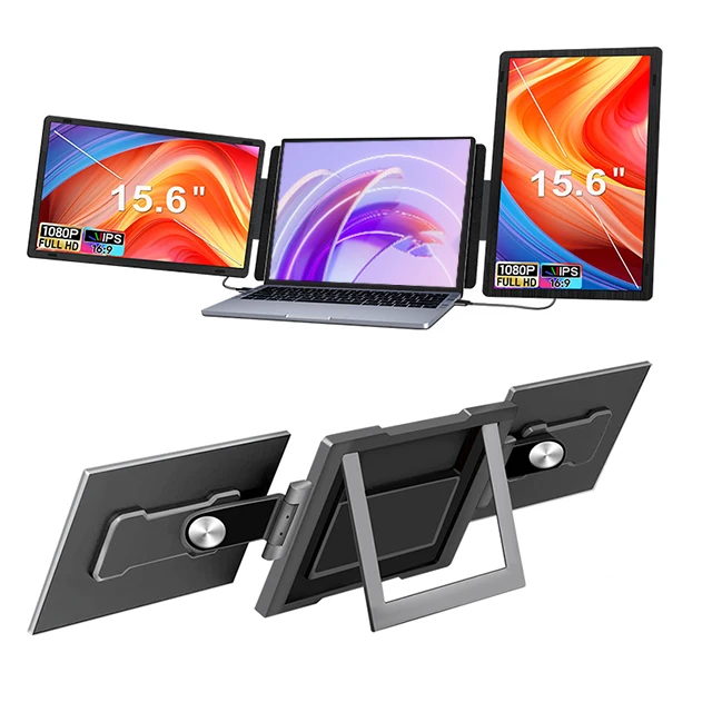 OEM Factory 14 15.6 Inch FHD IPS Rotate Dual Screen Display Triple LCD Portable Multi-Screen Laptop Extender Monitor