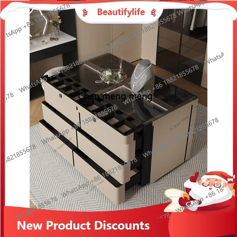 

D178 d06 Italian Style Cloakroom Center Island Cabinet Intelligent Jewelry Display Cabinet Modern Bedroom Integrated Storage Org
