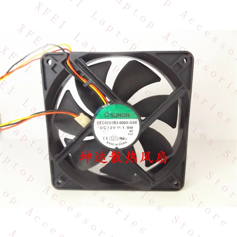 D  1PC for SUNON EEC0251B3-0000 -G99 Cooling Fan 12V 1.9W 12cm 3-wire
