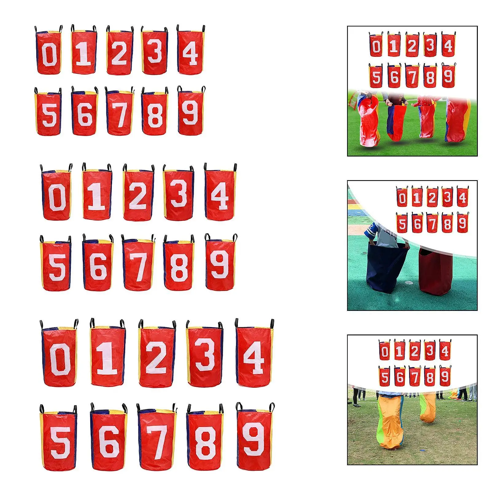

10x Potato Sack Race Bags with Numbers 0-9 Party Favors for Kids and Family