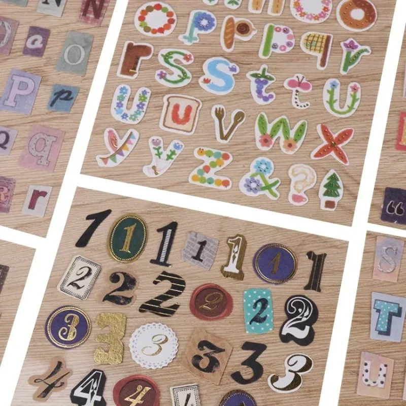 

6pcs/pack English Alphanumeric Retro For Children PVC Gift Stickers Scrapbooking Stationary Set Stationery Sticker