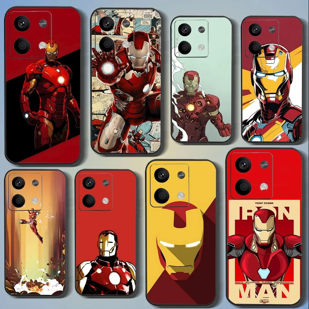 M-Marvel Heroes I-iorn Man Phone Case For Xiaomi 11 Redmi Note 11 5G 8T 9A 9 10T Note8Pro Note9 12SUltra Black Case