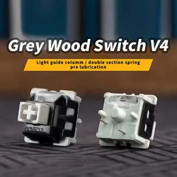 LEOBOG Gray Wood V4 Switch Linear POM Pre lubrication Switches For Custom Mechanical Keyboard Kit 5Pin With Light Guide Column