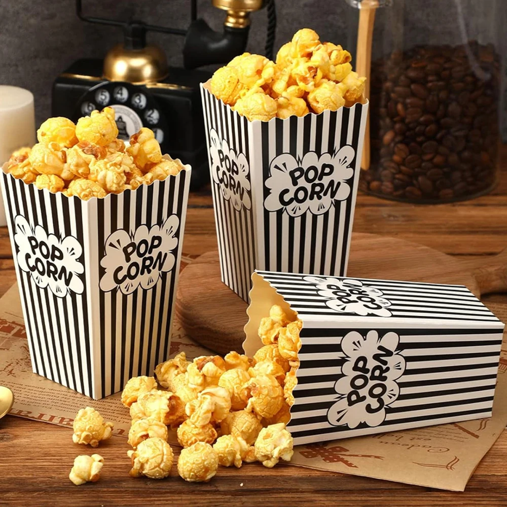 Mini contenedor de envoltura de maíz Pop, cajas de papel para palomitas de maíz, aperitivos, dulces, caja de golosinas para cine de películas, suministros para fiestas de bodas, 10/30/50 piezas