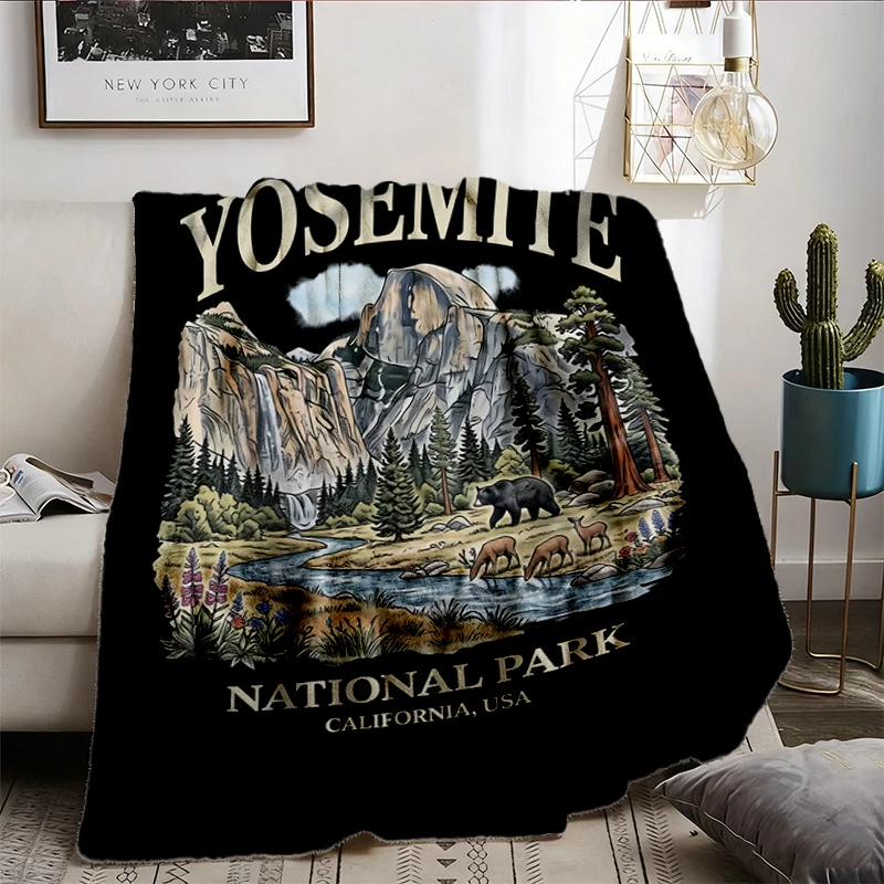 Yosemite National Park Vintage 90s Graphic Flannel Blanket