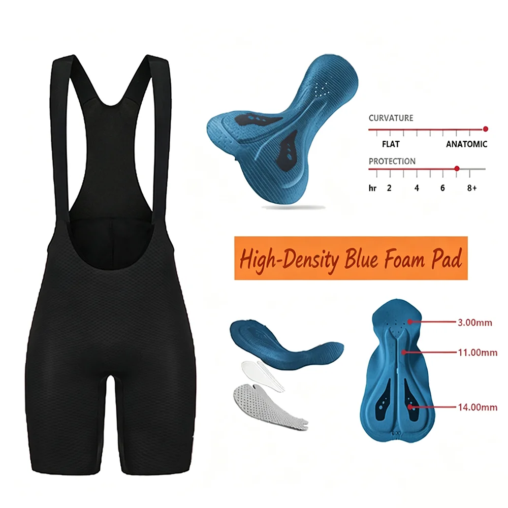 Neue Sommer-Einteiler-Radhose mit hochdichtem blauem Polster, schnelltrocknend, atmungsaktiv, stoßdämpfend, für Straßenradfahrer – Detail 10