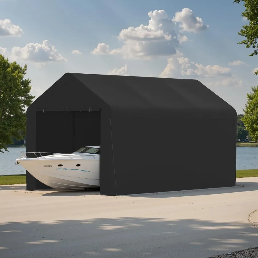 

Навес для автомобиля, сверхмощная палатка для вечеринок 10x20 футов, портативный автомобильный гараж с боковыми стенками, 10x20 футов, черный