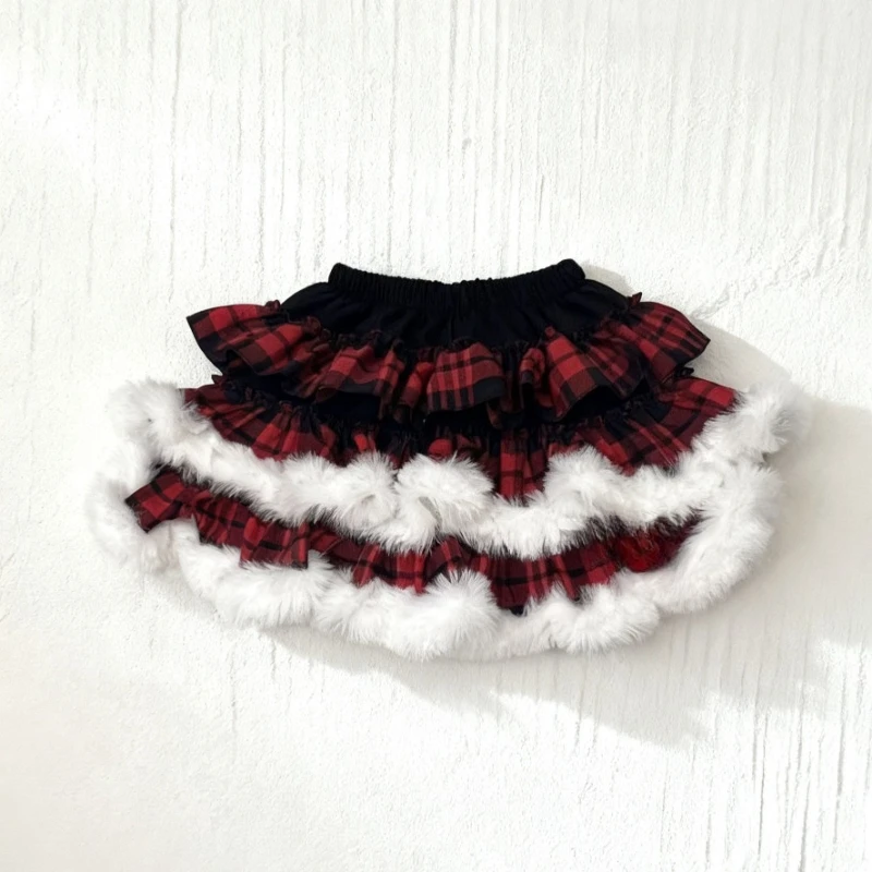 

Модная винтажная клетчатая короткая юбка для девочек, женская темная академическая юбка Y2k Lint Sweet Lovely Cake, кавайная повседневная лоскутная одежда