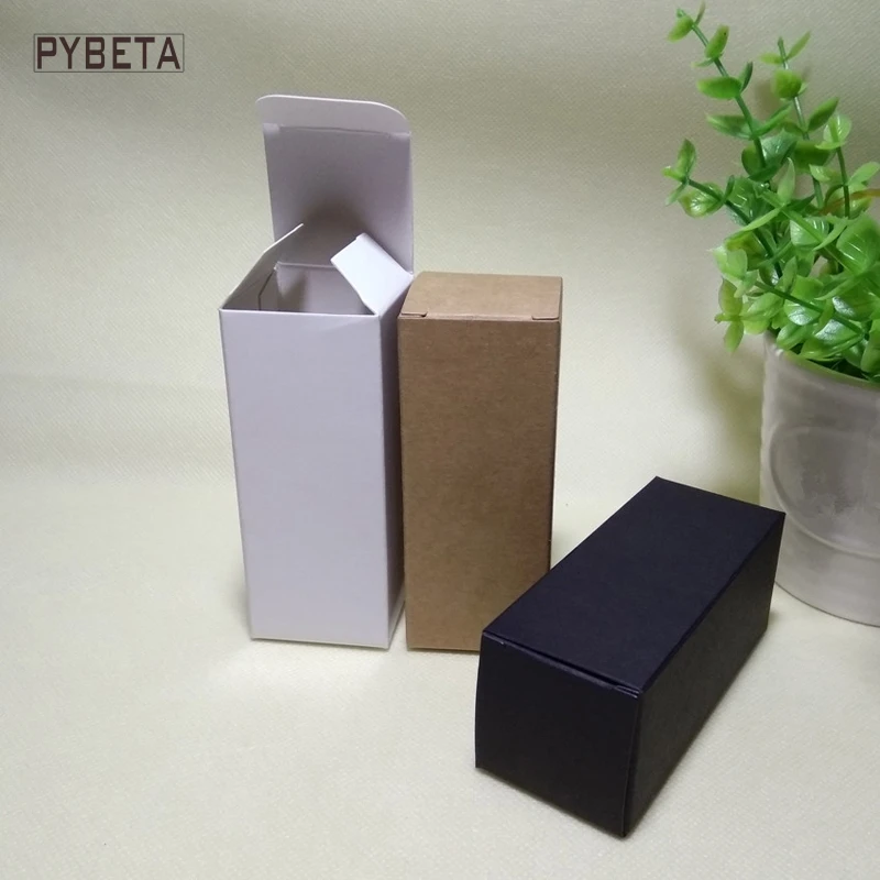 Kraft Paper Box for Dropper Bottle, Essential Oil Sprays Sample Package, White Black, 10ml, 20ml, 30ml, 50ml, 100