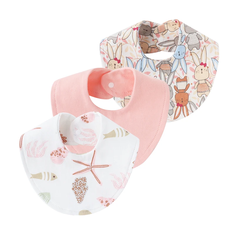 3Pcs Newborn Bibs for Girls Boys Cotton Print Baby Saliva Towels Infant Bib Burp Cloth Baby Stuff Toddler Accessories