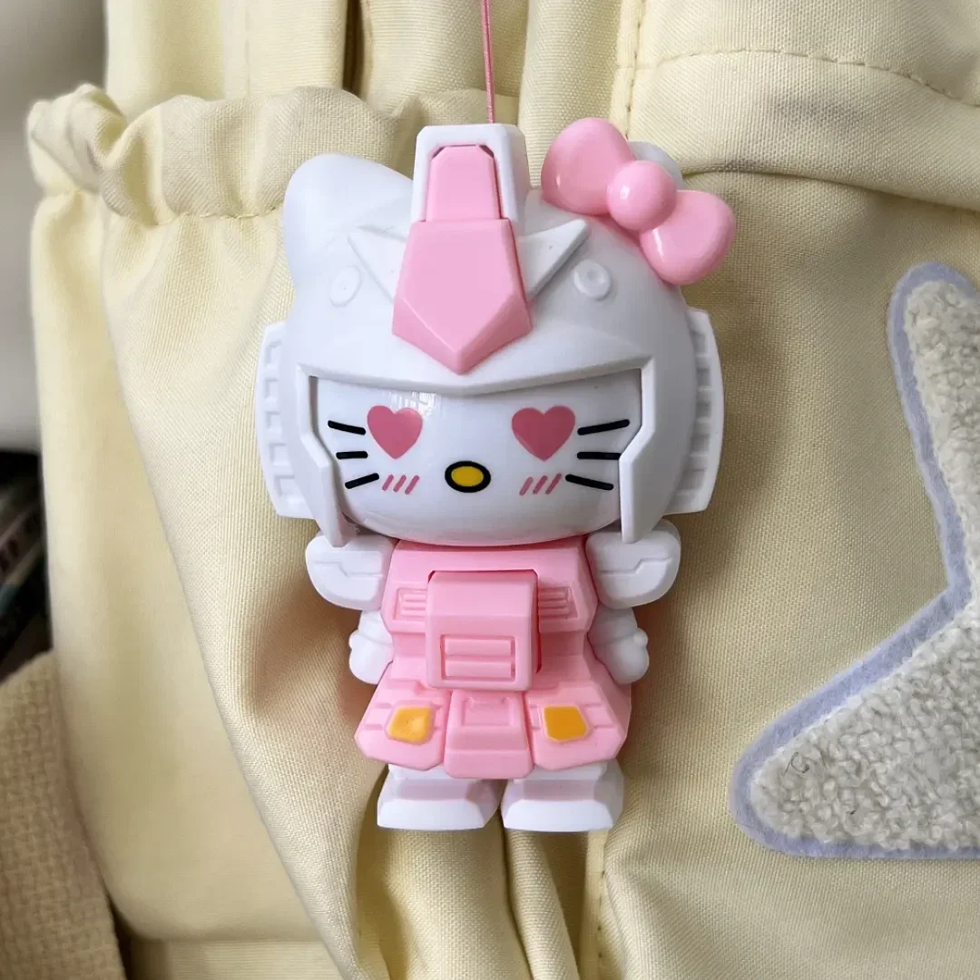 Sanrio KT Cat Face Changing Toy Kaidi Mech Face Changing Keychain Figure Pendant  Creative Toy Couple Best Friend Gift Custom