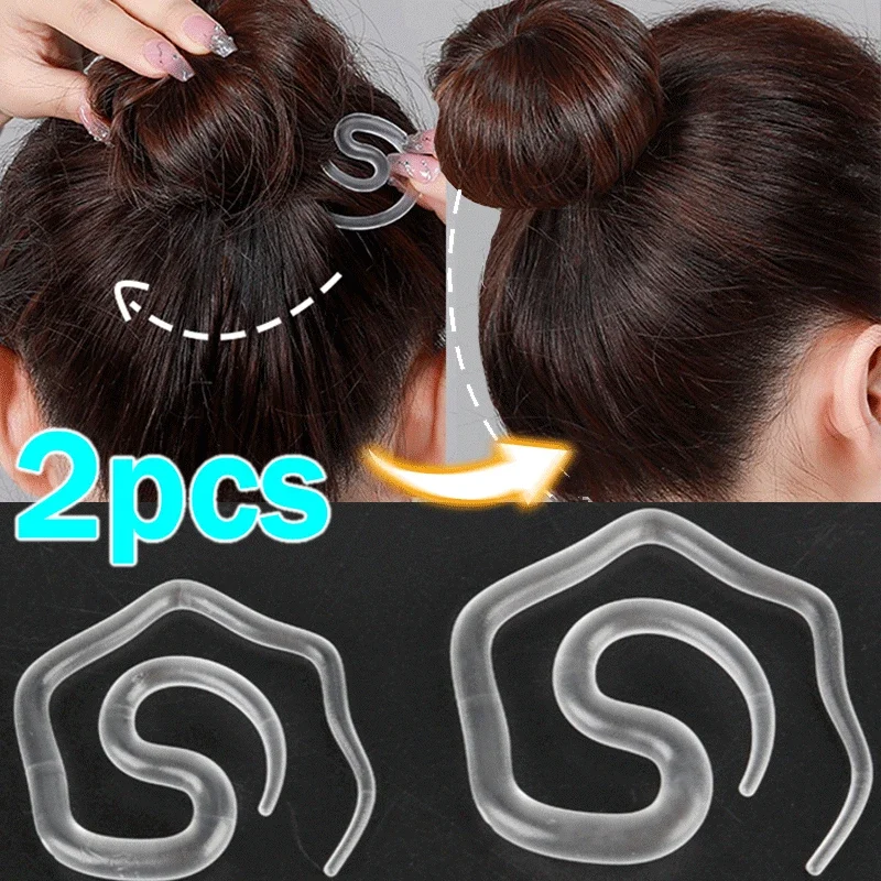 2PCS Invisible Hairpin Bun Transparent Hairstyle Women Traceless Hairsticks Head Fixed Clips Hairsticks Simple Hair Styling Tool