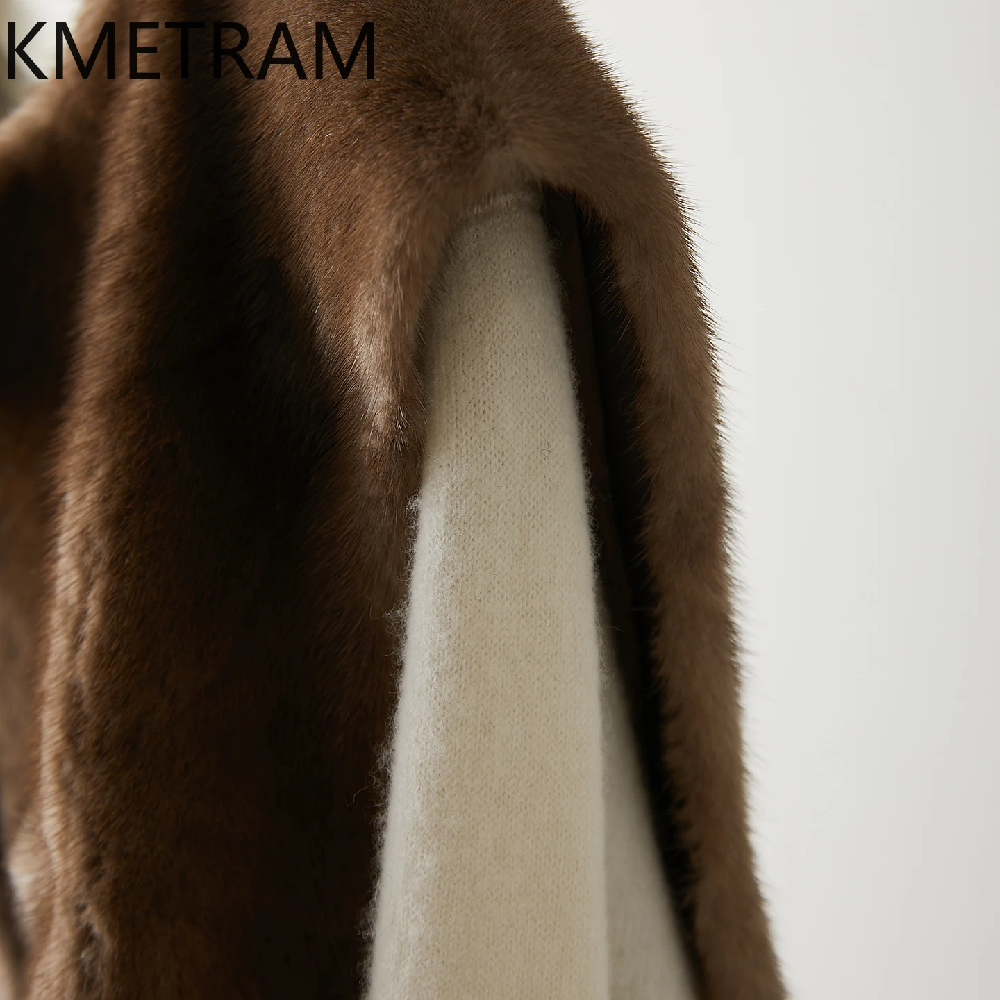 KMETRAM 100% سترة من فرو المنك الطبيعي بالكامل سترة من فراء القهوة بدون أكمام معاطف قصيرة للمرأة شتاء 2025 ملابس حريمي شوهبا نسائية #4