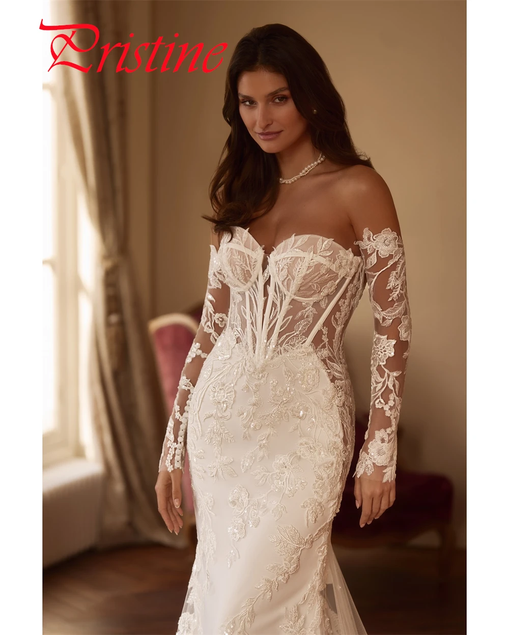 Vestido de novia de Jersey blanco personalizado, alta calidad, sin tirantes, manga desmontable, fiesta nupcial, botones delicados en la espalda, vestidos de novia