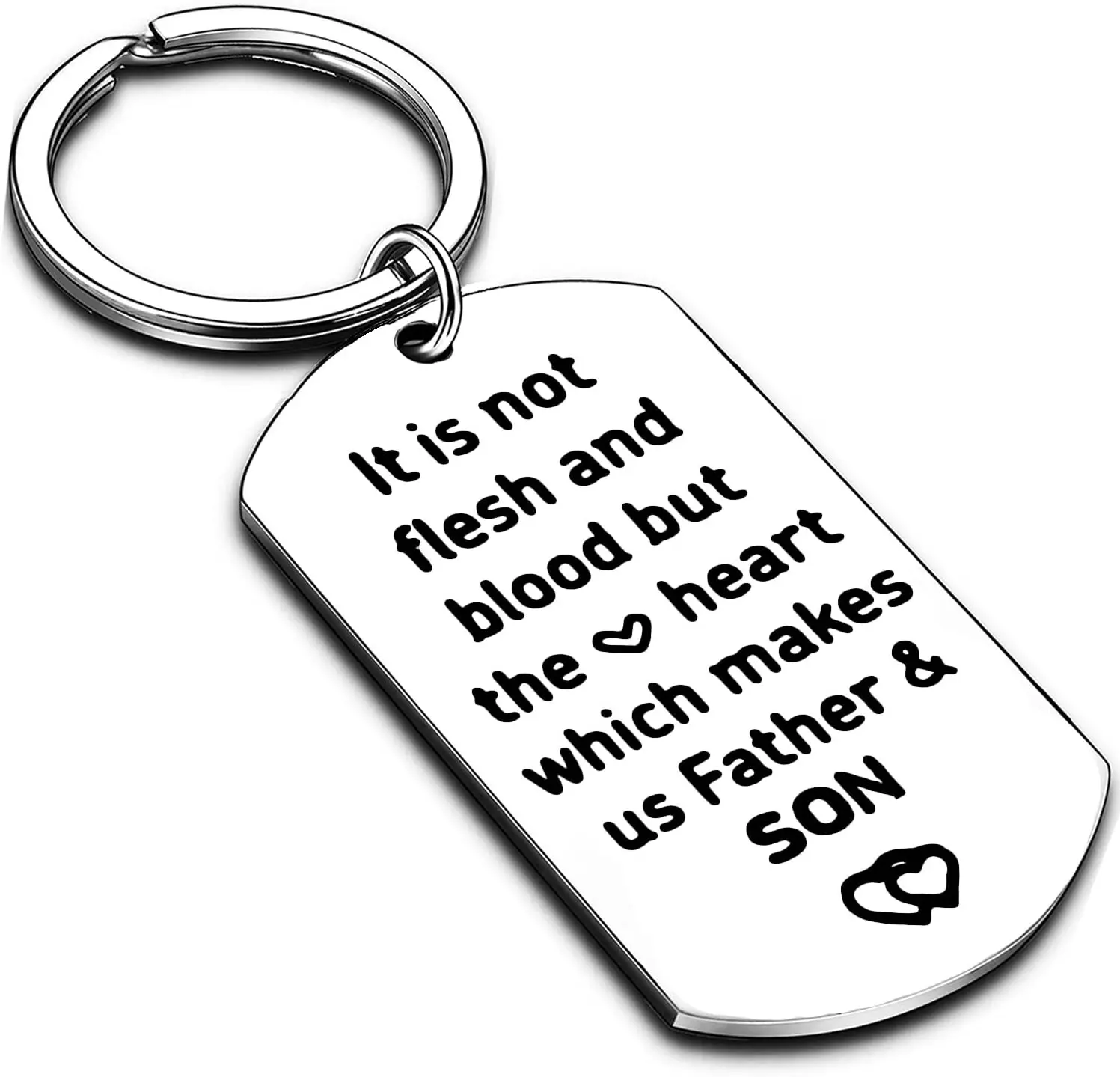 Stepdad Keychain Key Tags Father’s Day Gifts for Stepfather Father in Law from Daughter Son The Heart Which Makes Us Father &Son