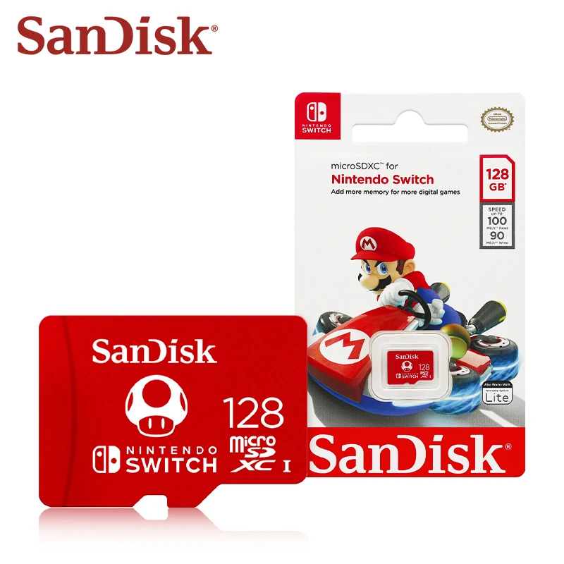 SanDisk Micro SD การ์ดเกมเก็บข้อมูล microSDXC การ์ดสําหรับ Nintendo SWITCH 64GB 128GB 256GB 512GB สูงสุด 100 เมกะไบต์/วินาที 4K Ultra HD TF Card