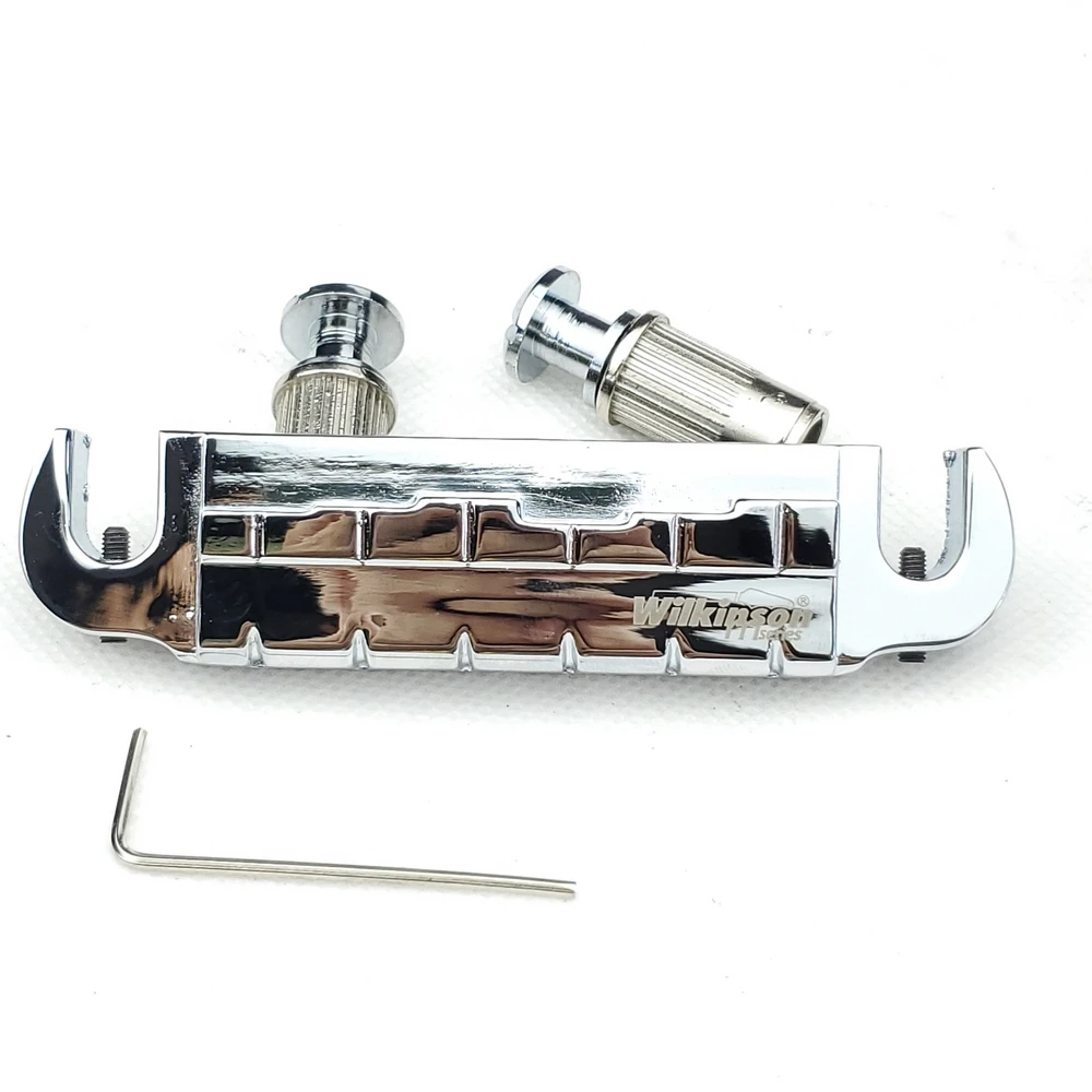 

Original Wilkinson Guitar Bridge Chrome Silver Tune-O-Matic Style Electric Guitar Bridge For Lespaul LP SG Guitar WOGT1+WOGB2