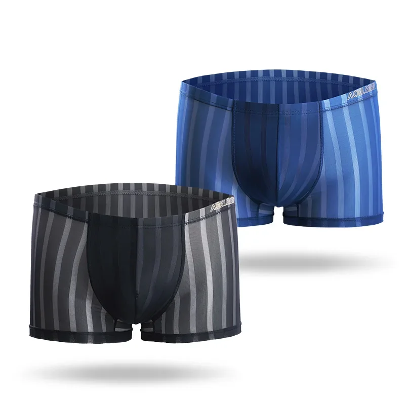 2PC männer unterwäsche männer boxershorts sommer atmungsaktive jugend mode dünne boxershorts sexy eis seide sport unterhosen