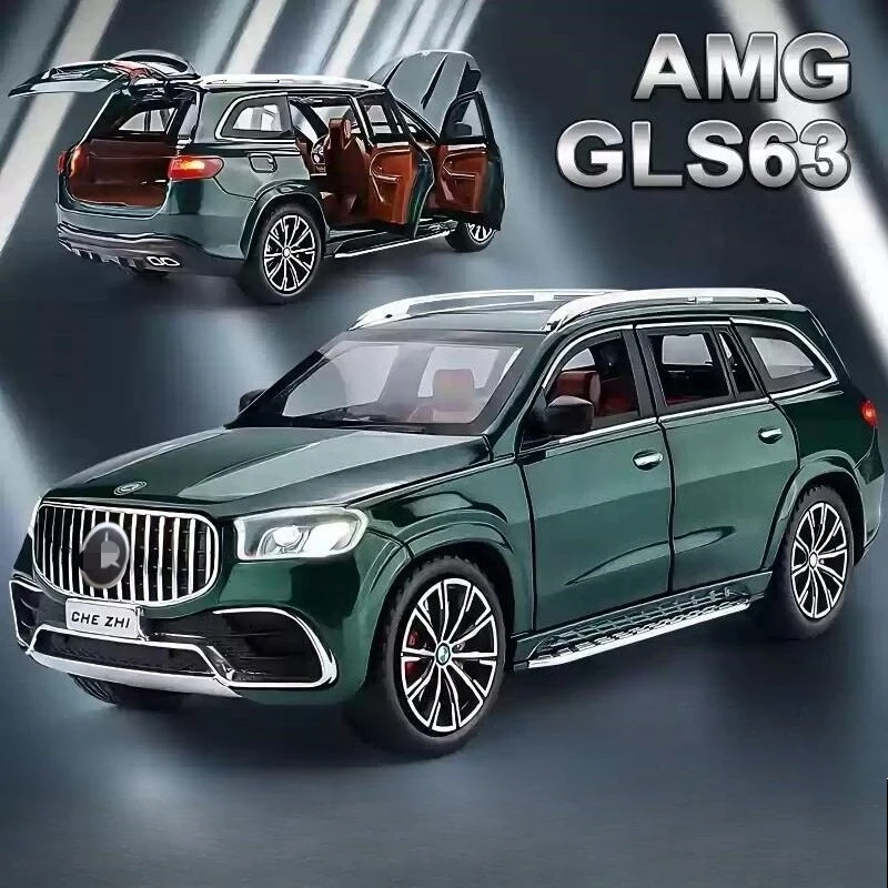 

Металлическая модель внедорожника GLS63 AMG в масштабе 1:24, литая под давлением, с подсветкой и звуком, украшение для рабочего стола, игрушка для детей, подарок на день рождения