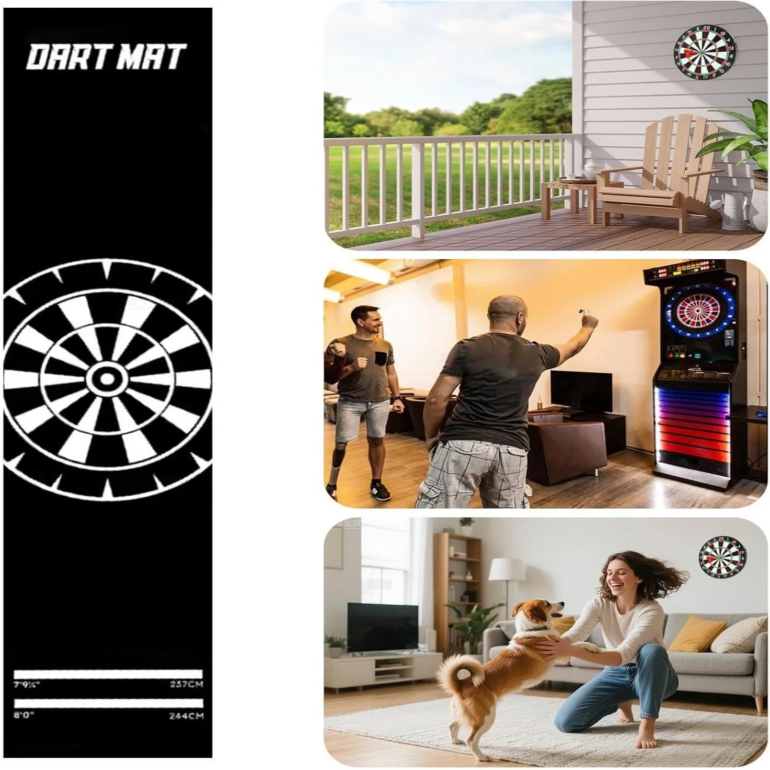 VIKAMA Standard Distance Marked Dart Runner Mat Anti-slip Durable Washable Floor Mat Game Room Carpet Home Decoration - view 4