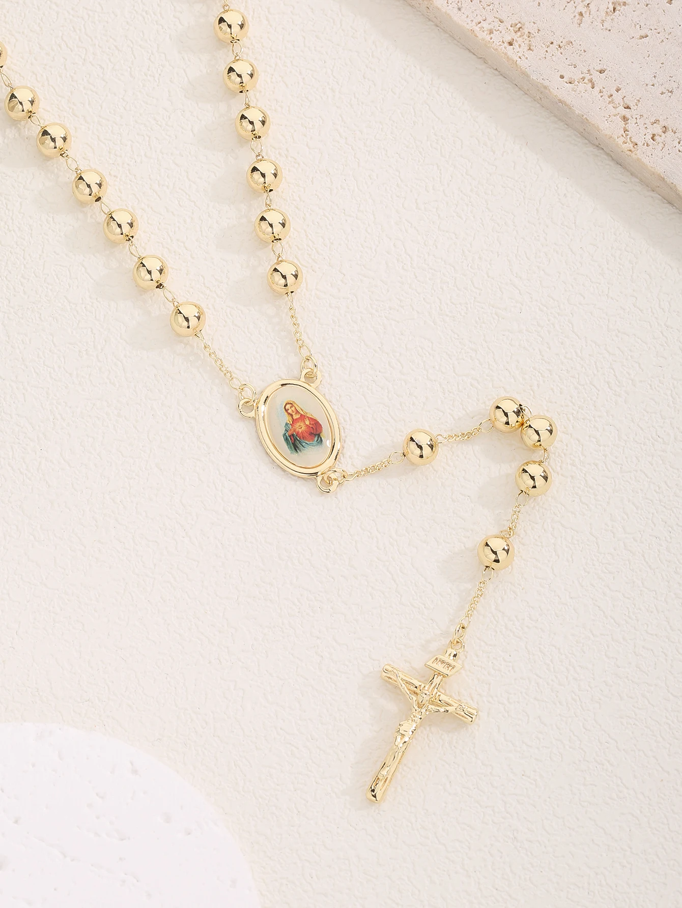 FanSibao Fashion متعدد الألوان مطلي الصليب الديني قلادة طويلة صديقة للبيئة النحاس مجوهرات محايدة #2