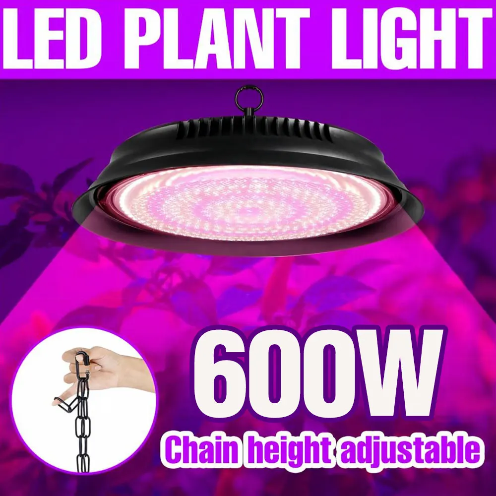 600W LED Grow Light Full Spectrum Plant Cultivation Lamp With Hook Indoor Greenhouse Tent Vegetable Hydroponics Flower Lighting