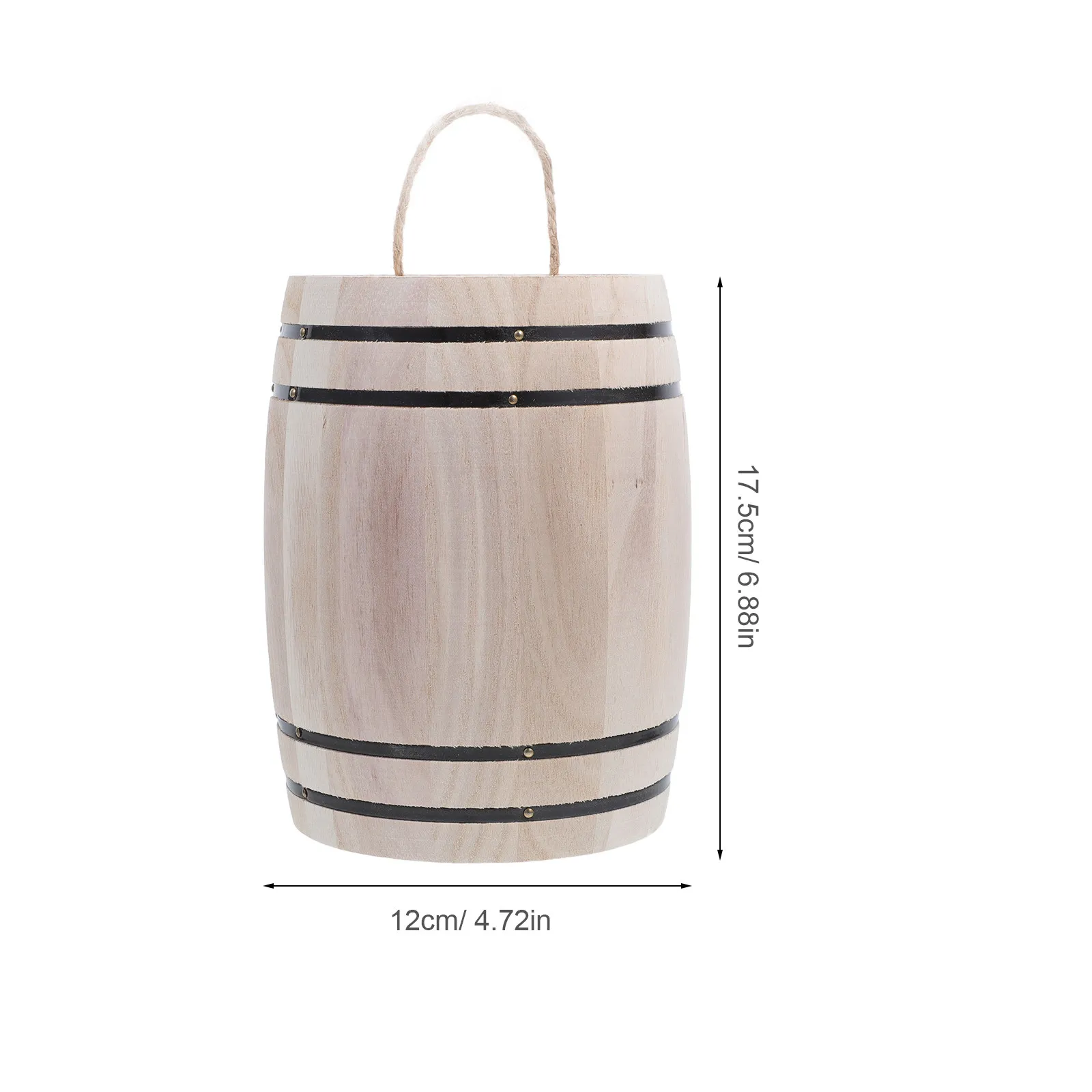 1Pcs Wooden Barrel Pen Container Desk Organizer Small Wooden Cask Coffee Bean Tea Holder Wood Color Decoration