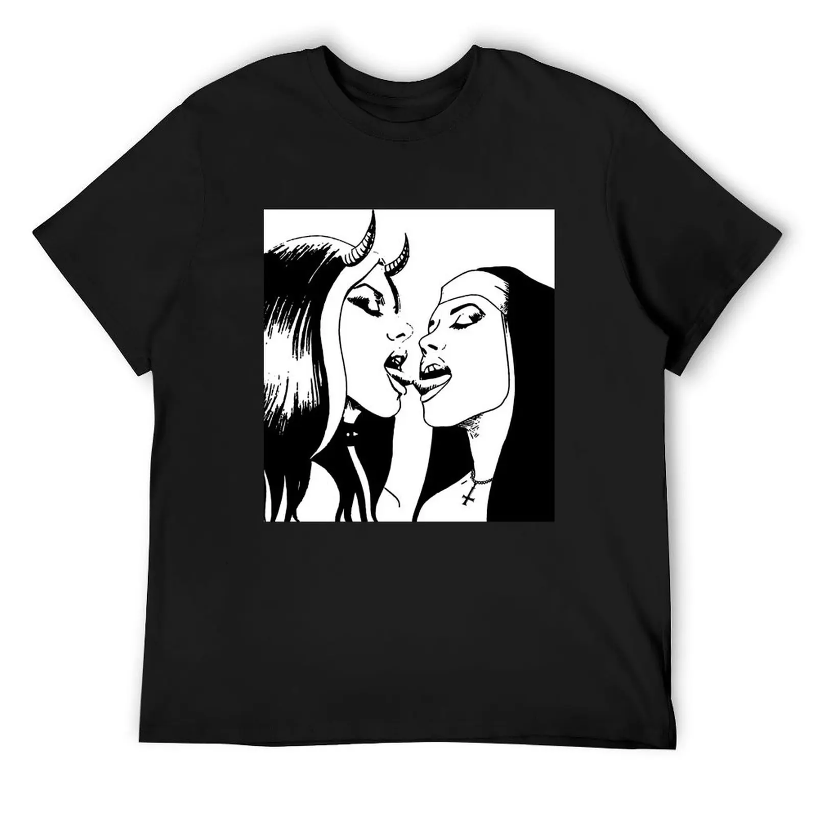 Funny Sexy Nun Unholy Bad Nun Kiss Nun T-Shirt graphic shirts summer tops graphic tee shirt mens white t shirts