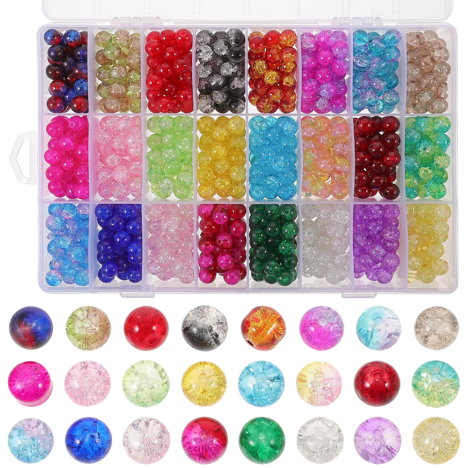 

1 Box of Assorted Glass Beads for Crafts DIY Jewelry Making Small Loose Beads for Hair Braids Brooches Bead Curtains Decorative