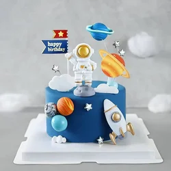 Astronaut Theme Cake Topper Planet Space Rocket Spaceship Birthday Decor Kids Boy Girl Birthday Party Baby Shower Decoratings