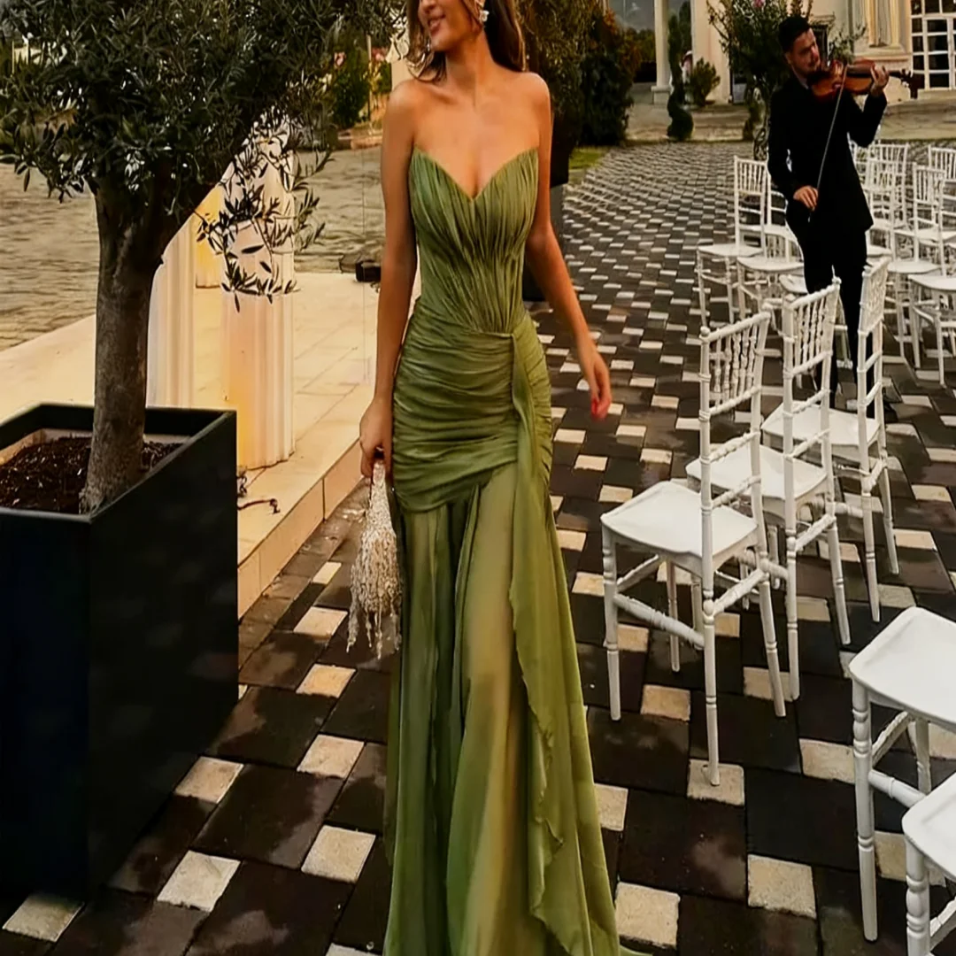 فستان حفلة موسيقية شيفون أنيق مخصص برقبة على شكل V فستان سهرة رسمي فساتين سهرة لحفلات أعياد الميلاد للنساء