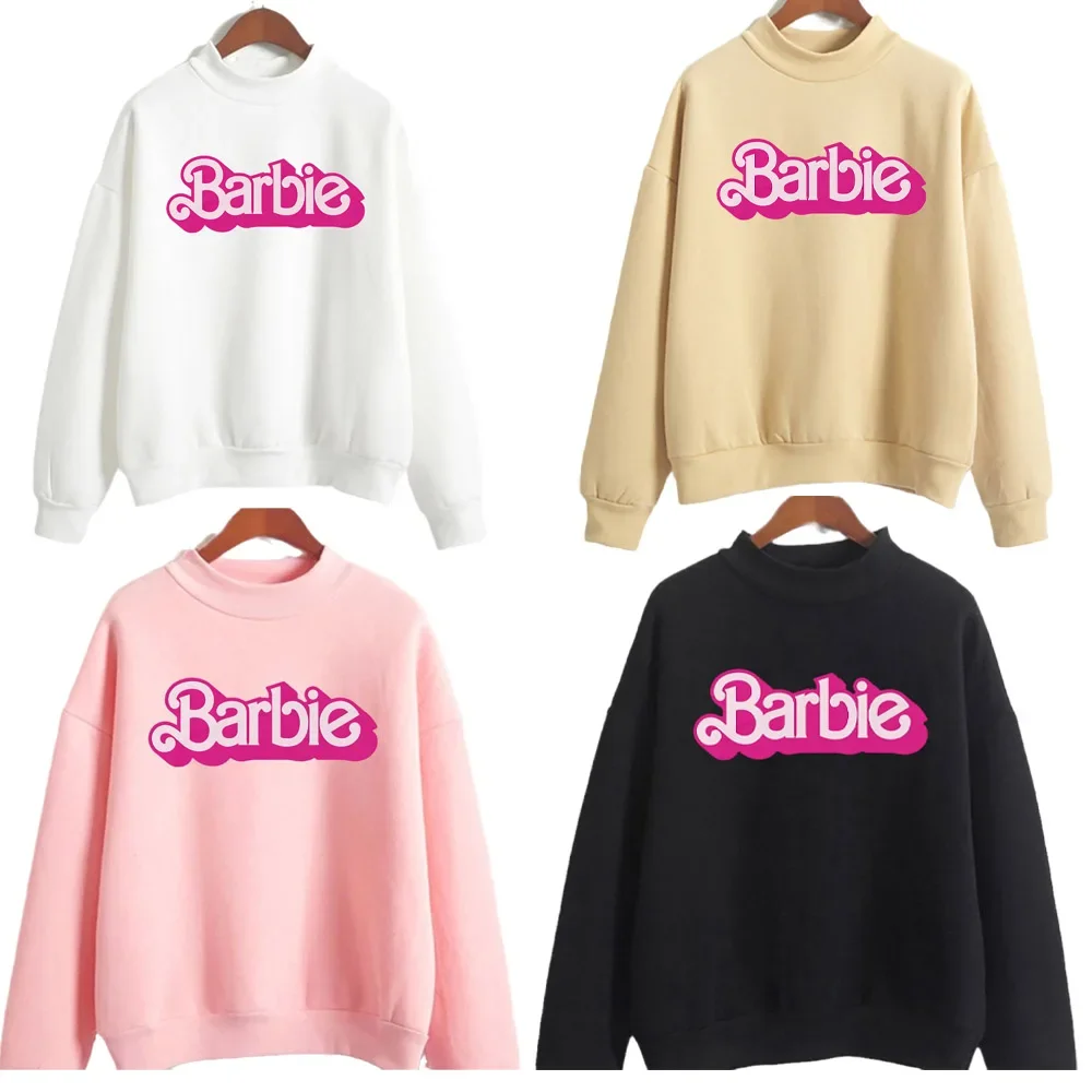 

Толстовка Барби с капюшоном ярких цветов Аниме кавайная толстовка с круглым вырезом хип-хоп Топ с длинным рукавом осенне-зимняя нижняя рубашка для девочек