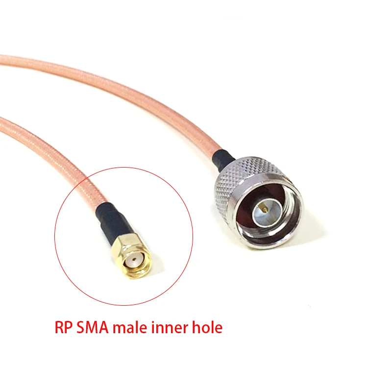 High-Quality Low-Attenuation RP-SMA Plug Inner Hole Switch N Male Pigtail Cable RG142 50CM 20