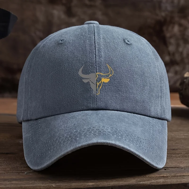 Fashionable Bull Head Printed Baseball Hat Multi functional Outdoor Leisure Fishing Hat Travel Sunshade Duck billed Hat